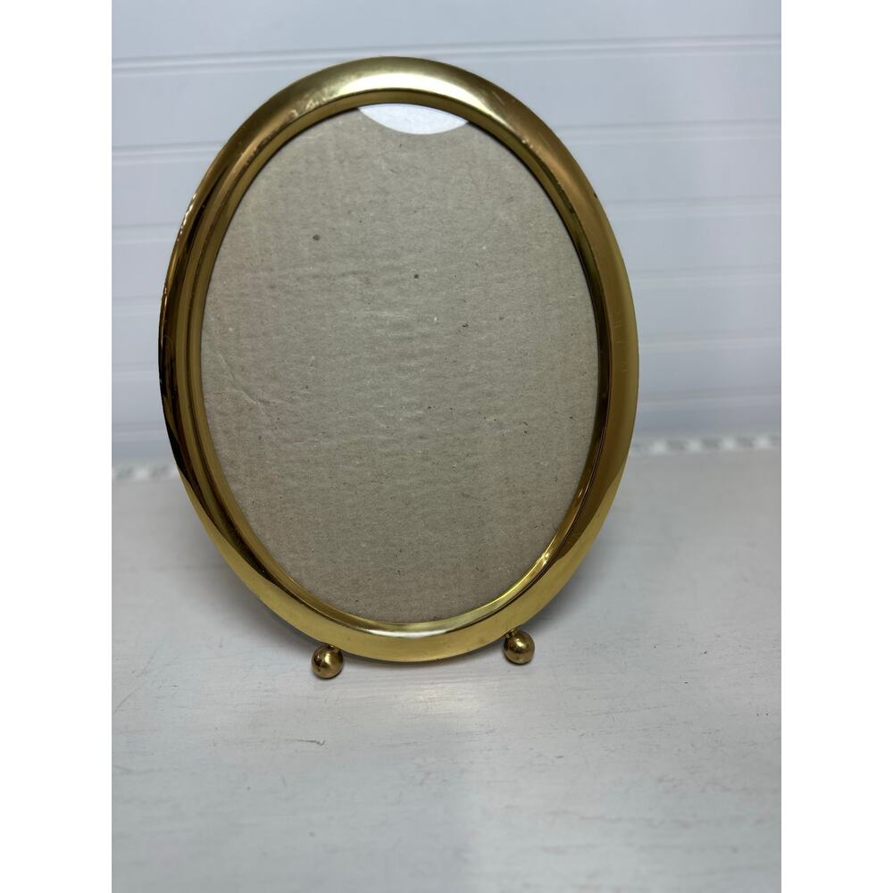 Vintage Footed Oval Frame, 8" x 10", Goldtone, Reinforced Back Stand, Korea
